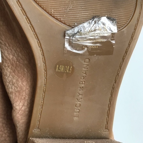 Lucky Brand Tan Bray Leather Peep Toe Sandals 8.5 - Picture 7 of 10